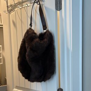 Elegant Dark Brown Faux Fur Shoulder Bag
